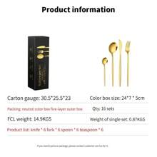 Juego De Cubiertos Navidad Regalo de Navidad Un buen regalo De Acero Inoxidable, 24/4 Piezas para comedor de hotel con cuchillo, tenedor, cuchara y cuchara de té, para cocina, regalo de Navidad Juego de cubiertos de acero inoxidable de 24 piezas, tenedor, cuchara, cuchillo, juego de cubiertos para 6 personas, apto para lavavajillas - Negro - Ver 11