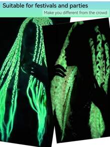 White Pink Blue Green Braiding Hair Jumbo Box Braids Hair Extensions Glow In The Dark Hair Knotless Braiding Hair Luminous Jumbo Braiding Hair Glow In The Dark Hair Extensions For Christmas, New Year, Carnival, Music Festival St Patricks Day(1 Pc 24inch) - Multicolor - View 9