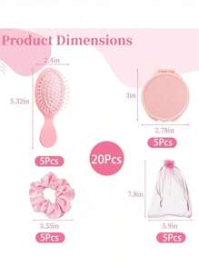 12/20 件粉色派对礼品套装 - 新娘送礼会礼物、伸缩发束、镜子、发刷、网状礼品袋、婚礼发饰、求婚、生日派对用品 - 彩色 - 查看 9