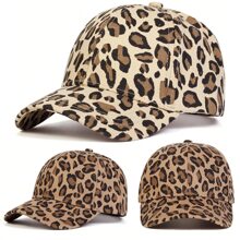 1 pieza Gorra de béisbol ajustable con estampado de leopardo, unisex para niños, sombrero casual de moda para protección solar, adecuado para exterior, primavera y otoño para niños y niñas