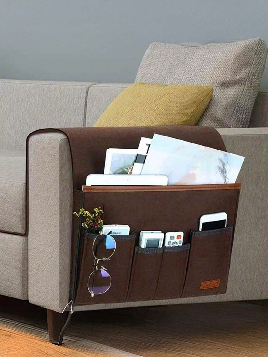 Sofa Armrest Storage Bag With Pockets, Non-Waterproof & Non-Slip, Suitable For Sofa & Armchair, Can Store Remote Control, Phone, Magazines, Accessories