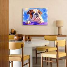 1 Pc, A Watercolor Painting Of An English Bulldog With White And Brown, Original, Canvas, Wall Art, Living Room Wall Decorations, Bedrooms, Bathrooms, Frame Poster Art Prints, Hanging Paintings, Home Decoration, Festivals. Home 4