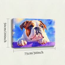 1 Pc, A Watercolor Painting Of An English Bulldog With White And Brown, Original, Canvas, Wall Art, Living Room Wall Decorations, Bedrooms, Bathrooms, Frame Poster Art Prints, Hanging Paintings, Home Decoration, Festivals. Home 4