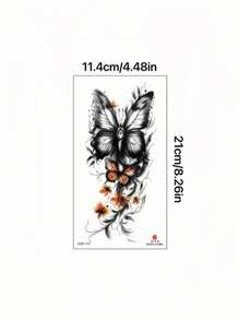 8 Sheets Color Flower Butterfly Temporary Tattoo Stickers Rose Butterfly Waterproof Fake Tattoos Human Body Art For Women