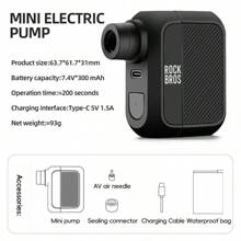 Bicycle Tiny Electric Air PumpLightweight 100Psi MTB Road Bike Air PumpPortable AV/FV Inflator Pump For EmergencyOutdoor Cycling Bicycle Accessories - Black - View 2