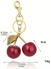 1pc Cherry Fruit Bag Charm, Creative Key Chain, Handbag Pendant Decoration Gift For Women, Car Accessories
