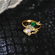 CIREY New Colorful Zirconia Mermaid Adjustable Open Ring, Princess Finger Ring, Gift For Valentine's Day