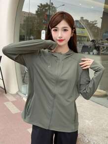 CAMEL CROWN 女士防晒衣夏季防紫外线户外钓鱼上衣开衫丝绸凉感皮革服装衣服 - 湖茶綠 - 查看 3