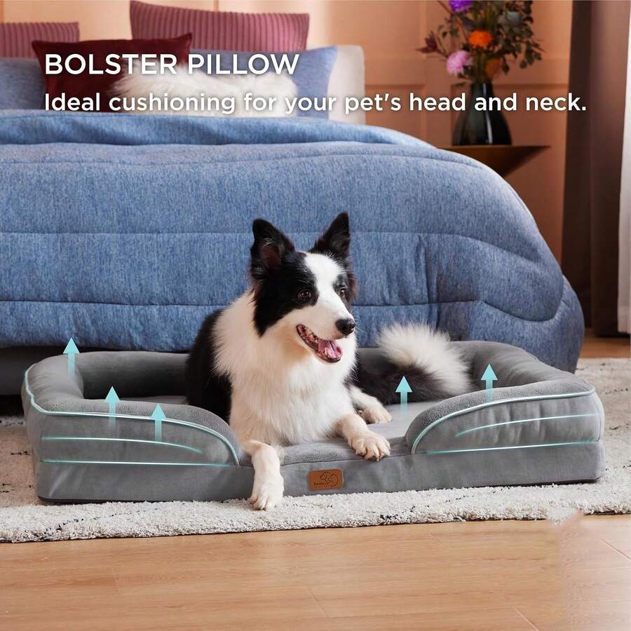 Cesta/sofá para perros, cama lavable para perros, antideslizante y ultrasuave, tamaño 106 x 80 cm, gris/negro - Gris - Ver 1