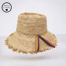 Cappello da spiaggia bohémien casual ed elegante, con fiocco a contrasto di colore solido, protezione UPF, adatto per primavera, estate e autunno - Naturale - Visualizzare 4