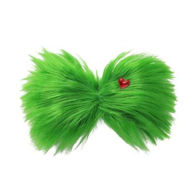 Green Christmas Hair Bows With Little Red Heart Design Hair Clips Party Holiday Costume Accessories