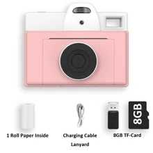 Instant Print Camera met rollen thermisch printerpapier, digitale camera met 8GB SD-kaart, kerst- en verjaardagscadeaus voor het maken van foto's en afdrukken