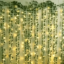 1 Peça 2m/5m/10m Artificial Ivy Garland String Lights, Pendurado Flores Guirlanda Luzes de Fadas para Festa, Quarto, Casamento, Escadas, Corrimão, Varanda, Corredor, Parede, Decoração Interna