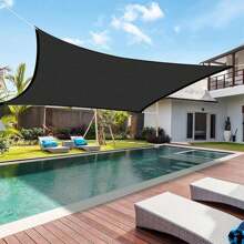 Sun Shade Sails Canopy, Breathable Design 185GSM Heavy Duty Permeable Sun Shade Sail, 95% UV Block, For Patio, Garden, Pergola, Backyard, Outdoor Pools, Carport, 78.74x78.74in Rectangle, Black, Perfect Gifts, Valentine's Day - 黑色 - 查看 4
