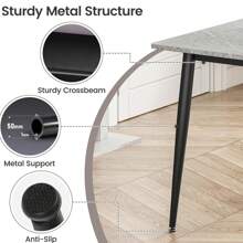 Dining Table And Chairs Set Of 4, 120CM Marble Effect Dining Table With 4 Faux Leather High Back Dining Chairs,Modern Dining Table Set For Home/Kitchen Office - Grey Table and 4 Black Chairs - View 7