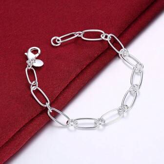 925 Sterling Silver Simple Chain Bracelet For Woman Man Wedding Party Fashion Jewelry