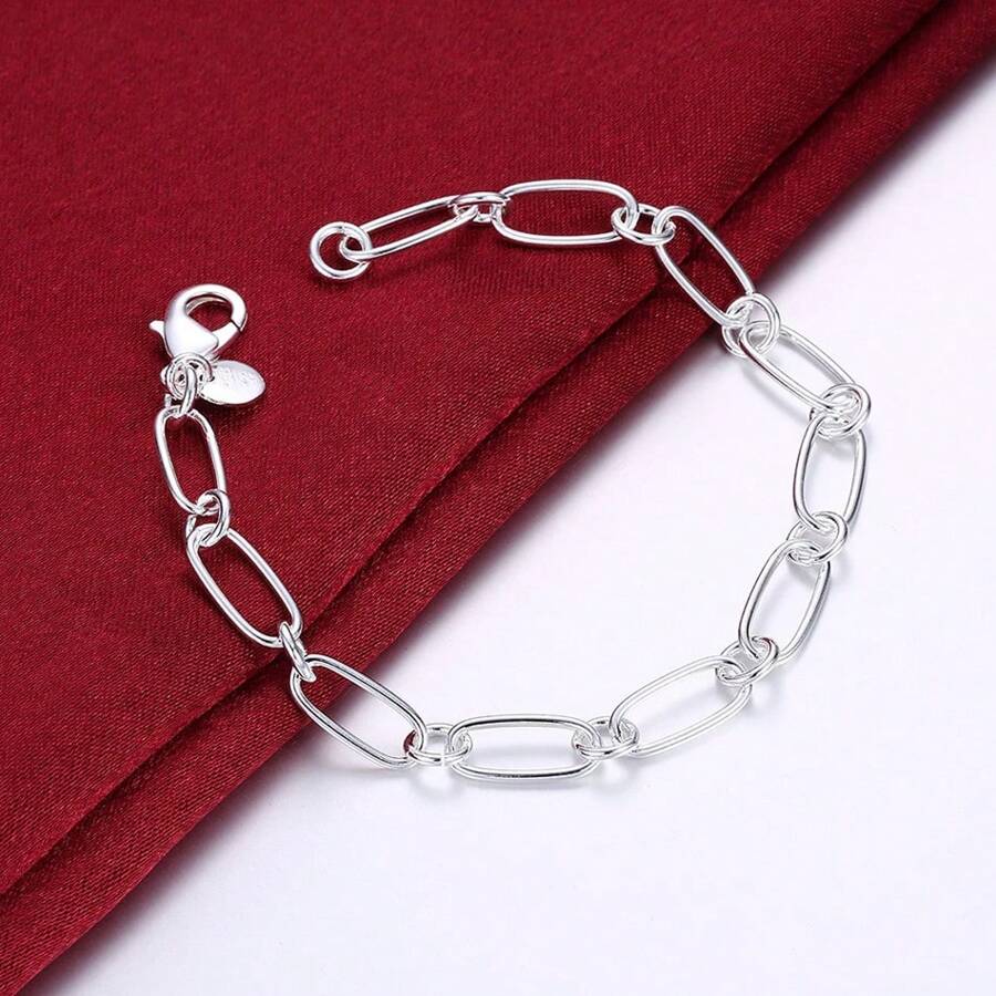 925 Sterling Silver Simple Chain Bracelet For Woman Man Wedding Party Fashion Jewelry