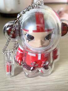 1 pièce Porte-clés pendentif en acrylique de figurine d'astronaute MOLLY avec insert de poupée - coque de protection transparente, accessoire de sac pour Pâques, Thanksgiving, Noël, Halloween, Nouvel An (poupée non incluse)