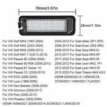 2 stuks CANBUS foutloze witte LED kentekenplaatverlichting + compatibel met VW Golf MK4-MK7, Passat B6/CC, Polo, Scirocco, Eos, voor Skoda Superb MK2 3T, Octavia, Fabia, voor Seat Leon MK2/MK3, Ibiza MK4/MK5, Altea, Toledo MK4, Bentley Continental GT/GTC, Flying Spur, Mulsanne - Super helder, eenvoudige installatie
