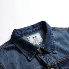 Men's Denim Vest Sleeveless Jacket Slim Fit Vintage Casual Ripped Summer Jean Vest For Men - 藍色 - 查看 3