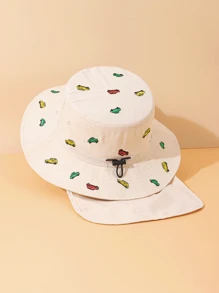 1pc Kids Cartoon Embroidered Waterproof Sun Ion Quick-Dry Neck Covering Sun Hat For Outdoor Camping, Can Be Used As Gift - Multicolor - View 8