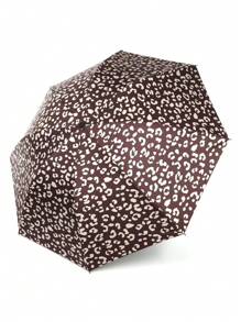 1pc Vintage Luipaard Print Paraplu, 8 Skelet Winddicht Opvouwbaar Ontwerp, Automatisch Openen En Sluiten, Geschikt Voor Zon En Regen, UV-bescherming, Polyester Stof, Kunststof En Stalen Handgrepen, Casual Schattige Minimalistische Stijl