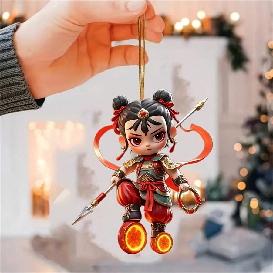 5pcs Cute Cartoon Nezha Car Rearview Mirror/Bag Hanging Decorations, Party Accessories, Keychain Party Favors Wedding Gifts Birthday Gifts Graduation