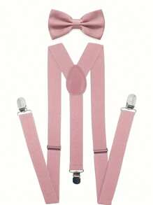 Men's Suspender & Bow Tie Set, Elastic Brace With Bow Tie Set, Suitable For Daily Wear, Weddings, Banquets, Parties, Suitable For Teens, Summer Casual Outdoor Athletic Or Vacation Travel Or Graduation Gifts Or Birthday Dress Accessories Or Daily Wear