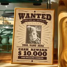 1 Stück anpassbares vintage Steckbrief Poster, personalisierte Kriminal Kopfgeld Leinwand Kunstdruck, rahmenloses Hochformat, Wanddekoration für Schlafzimmer/Esszimmer, klassischer Kunstdekorationsstil, Frühling/Herbst Saison, Poster Wandkunst, Bar & Café Dekoration, Neuheiten Geschenke Geburtstag Abschluss, Wohnharmonie