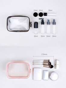 1 pieza Bolsa de maquillaje de viaje transparente e impermeable - Hipoalergénica, con cremallera, estuche cosmético portátil, organizador de aseo y tocador perfecto para uso diario y viajes, bolsa de aseo, bolsa de viaje, bolsa de maquillaje, artículos escolares, artículos esenciales para damas, para la universidad, el baño, las vacaciones y los días festivos