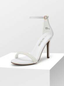 Women Sexy High Heel Sandals With Open Toe, Ankle Strap And Stiletto Heels For Prom, Party, Wedding - 白色珍珠 - 查看 2