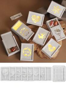 1 件礼品收纳盒硅胶模具、氛围灯蜡烛模具、镂空热气球蝴蝶结兔子爱心模具、手工环氧树脂石膏模具，适用于家居装饰、房间装饰、婚礼装饰 - mold - 查看 4