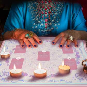 塔罗牌布，阅读桌垫，粉色花朵印花祭坛桌布，塔罗牌摆锤垫，适用于占卜、巫术、棋盘游戏