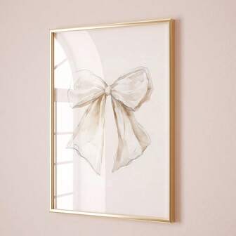 1 pezzo Quadro da parete con fiocco beige, dipinto di grandi ballerine di tela, fiocco in vint color ribbon, decoro per camera da letto, soggiorno o camera con cornice, senza cornice o cornice