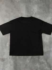 男士新款赛车休闲个性字母印花短袖T恤搭配休闲裤适合旅行/度假/户外露营/运动，国际赛车 - 黑色 - 查看 3