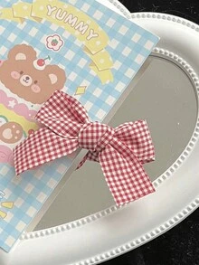 2 chiếc kẹp tóc nơ kẻ caro đỏ dễ thương cho bé gái, kẹp tóc mái bên xinh xắn cho tuổi teen. - Nhiều màu - Xem 3