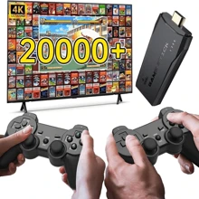 Wireless Retro Gaming Console, Retro Stick With 9 Built-In Emulators, 20,400+ Games, 4K Output, 2.4GHz Wireless Controller, Plug-And-Play For TV, Perfect Halloween And Christmas Gift (64GB) - 黑色 - 查看 2