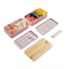 Juego de 2/3 capas de Caja de Almuerzo Bento Rosa con Accesorios y Bolsa Aislada, Recipiente de Almuerzo para Adultos, Cajas de Preparación de Comidas Reutilizables, Adecuado para Escuela, Trabajo, Exterior, Fácil de Limpiar, Caja de Almuerzo Térmica Ahorradora de Espacio