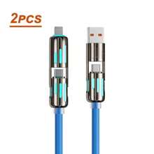 2PCS USB, Type C, Lightning-Max 240W Sạc nhanh và đồng bộ dữ liệu Cáp sạc USB đa chức năng 4 trong 1 MFISH tương thích với iPhone 16/15, IPad - Nhiều màu - Xem 10