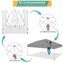 Carpa 3x3 Impermeable Carpas para Exteriores Protección UV Cenador Plegable Pergola Cenadores para Jardin - Negro - Ver 4