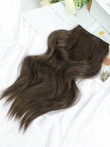 12inch Hair Extension Wavy Clip In Hair Extensions Invisible Wire Chestnut Brown Synthetic Hair Pieces For Women Daily Wear - Linen Brown - View 6