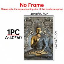 1 幅带框现代抽象黑金佛像壁画，高清印刷图片，佛教客厅卧室书房家居装饰画 - 彩色 - 查看 15