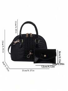 女士时尚简约手提贝壳包简约流行单肩包休闲斜挎包女士礼物送给妈妈 - 黑色 - 查看 12