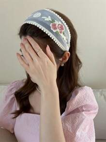 3pcs Women Elegant Floral Embroidered Mesh, White Lace Trim, Wide Headband, Bang Decoration Hair Accessory, Suitable For Everyday, Party, Vacation, Boho Style - Multicolor - View 2