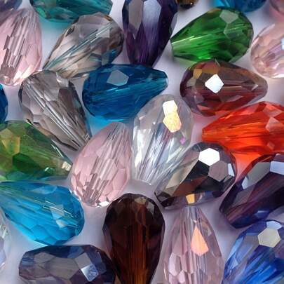 50pcs Crystal Glass Water Drop Beads For DIY Handmade Jewelry Making