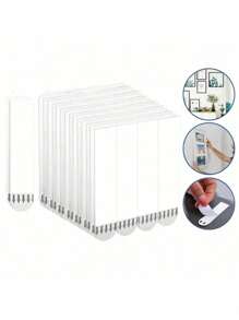 12pcs Punch-Free Tape Strips Self Adhesive Picture Frame Fixed Poster Wall Hook Decorate Fixing Wall Double Sided Tape,Frame Traceless Self Adhesive Tape