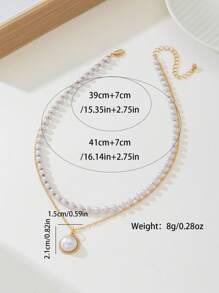 1 European And American French Romantic And Elegant Retro Faux Pearl Ladies Double Necklace Suitable For Daily Holiday Dance Banquet Wear Or Holiday Gift - White - View 5