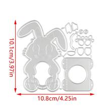 1pc Easter Rabbit Metal Cutting Die Template, Silver Gray, DIY Scrapbooking, Photo Album Embossing, Decorative Paper Card Making Tool - Silver - View 7