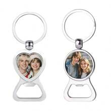 定制个性化照片/文字开瓶器钥匙扣，心形和圆形开瓶器钥匙圈，送给男朋友爸爸丈夫生日周年纪念父亲节的理想礼物