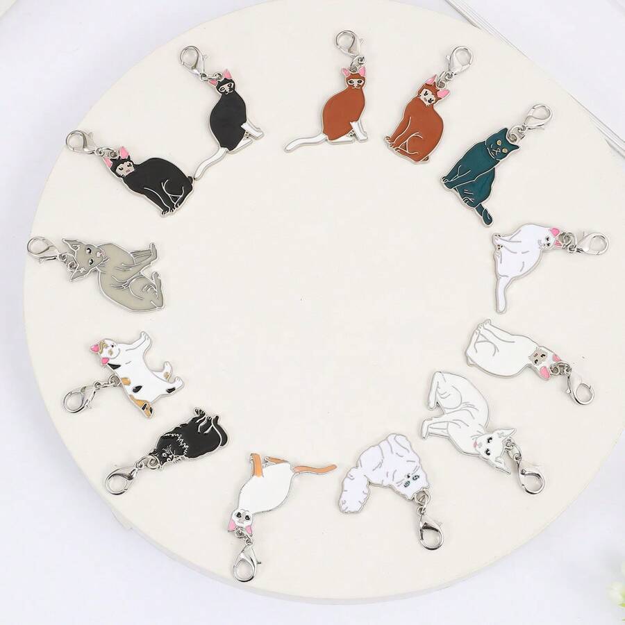1 件金属猫饰品 DIY 可爱钥匙扣耳机包吊坠耳环手链项链珠宝制作配件礼物 - 彩色 - 查看 1